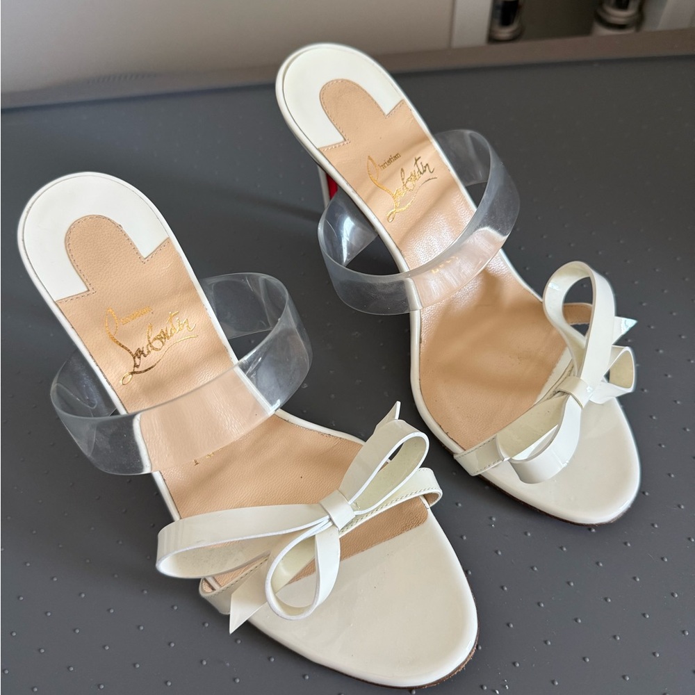 Christian Louboutin White Heels with Clear Straps